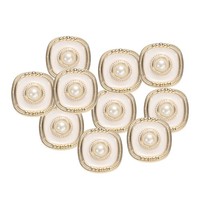 "10Stk Gold White Pearl KnöPfe 21Mm 0.43\" HöHe NäHknopf Stil B"