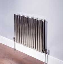 DQ Double Oval Brushed Steel  Radiator. New, Boxed. 413x600mm. 25 Years Garentee