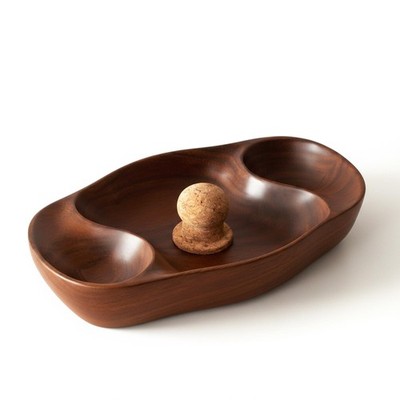 Briar & Oak Walnut Tobacco Pipe Ash Tray with Cork Knocker