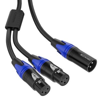 3.3FT 3Pin XLR Male To 2 Female Y Splitter Cable Balanced Mic Adapter Cord