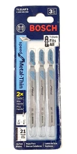 BOSCH 1/16" 1/8" 21 TEETH BI-METAL T-SHANK JIG SAW BLADE 3 PACK