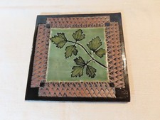 Green leaveds art pottery tile