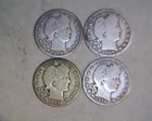 4 BARBER QUARTERS, 1906-D,1907-D,1915-D,1916, BELOW SILVER VALUE