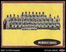 1962 Topps #158 Braves Team Normal Tint COMMON VARIATION 1 - POOR