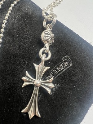 Unworn Chrome Hearts 1 Ball Tiny CH Cross Pendant Silver + 30 Inch