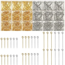 1400 Pcs Eye Pins Mix Jewelry Findings 0.63 * 0.79 * 1.18 in Open Eye