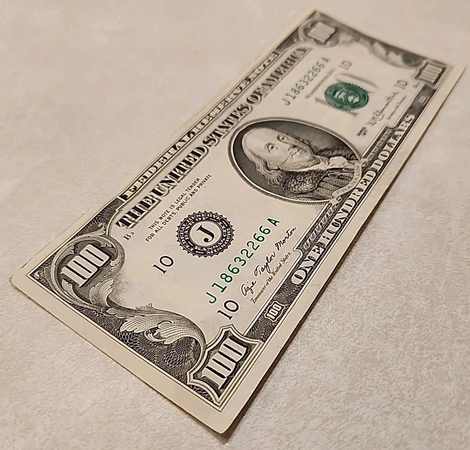 1977 $100 One Hundred Dollar Bill    J18632266A - Image 4 of 4