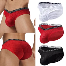 Men's Bikini Briefs Boxer Shorts Low Rise Sexy Mesh Breathable U Pouch Underwe в