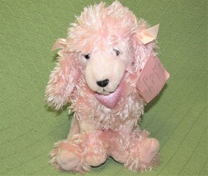 GUND PINK FRENCH POODLE + TAG STUFFED ANIMAL BIBLE QUOTE LOVE ONE ANOTHER 10