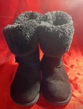Makalu Girls Iceland Size 9 Black Textile Faux Fur Trim Ankle Boot Winter Boot
