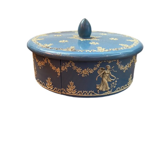 Vintage Embossed Metal Tin Box Made In Holland Container 5.5” X 2” Lady Blue - Picture 3 of 6