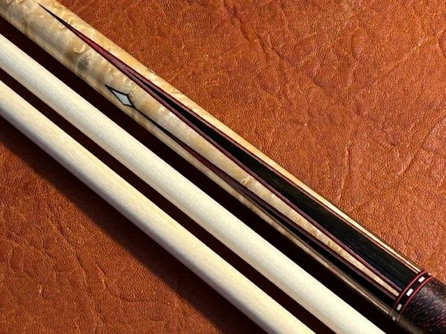 Dan Dishaw Custom Pool Cue With 2 Maple Shafts. 6 Ebony