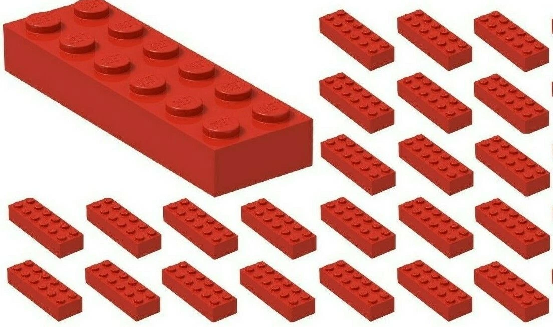 25x NEW LEGO 2x6 RED Bricks 2456 BULK Parts Building City Lot Wall Pieces