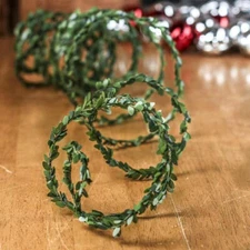 Set of 2 Miniature Baby Leaf Boxwood Garland Ropings - 30ft total