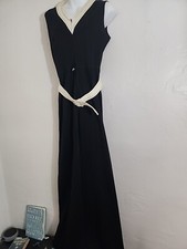 vintage 70's black w/ white jumpsuit bell bottom act 1 sz 11 sleeveless jacket