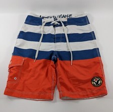 American Eagle Orange White Blue Board Shorts Swim Trunks Mens Size Small