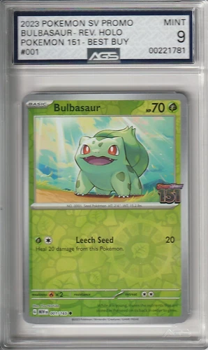 Pokemon Bulbasaur Best Buy Exclusive Stamp Promo S&V 151 001/165 AGS 9 MINT
