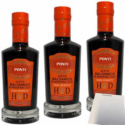 Ponti Aceto Balsamico di Modena IGP Alta Densita HD 3x250ml Flasche usy Block