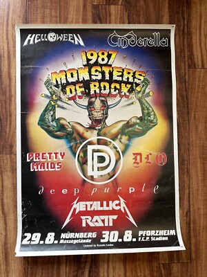 VINTAGE 1987 MONSTERS OF ROCK OG POSTER METALLICA CINDERELLA DIO