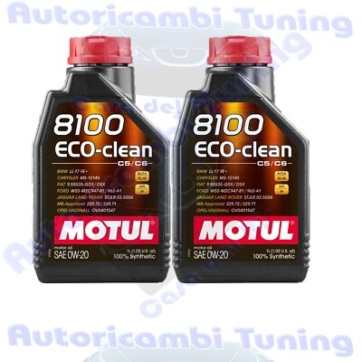 2 Liter Motoröl Auto MOTUL 8100 Eco-Clean 0W20 C5 C6 100% Kunststoff