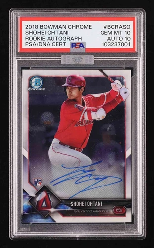 Shohei Ohtani 2018 Bowman Chrome RC #BCRA-SO PSA 10 Auto 10 MBA Silver POP 13