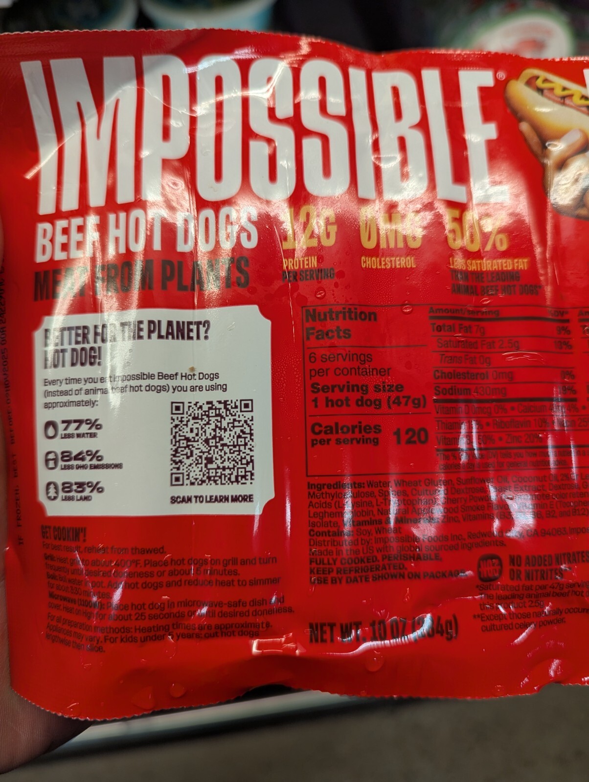 Impossible Beef Hot Dogs 10 Oz (6 Pack)