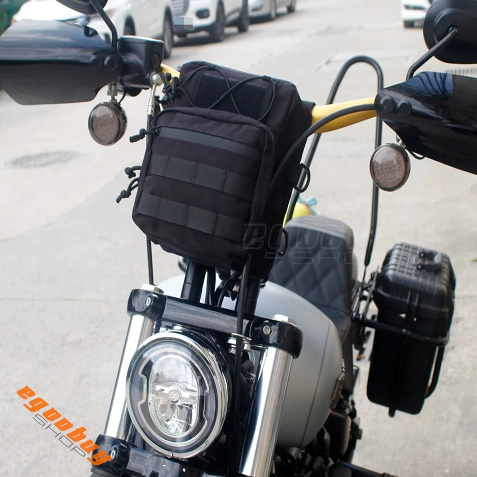 Bolsa de manillar utilitaria alta estilo club barra en T para Honda Harley Softail Sportster Foto 3 de 4