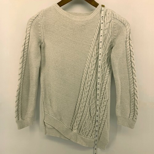 Tommy Bahama Sweater Girls Large Cream Cable Knit Crew Neck High Low Metallic - Picture 5 of 10