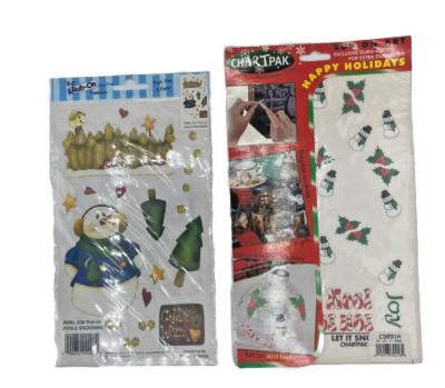 Vintage Christmas Rub-On Transfers Snowman Holiday Chartpak Royal Langnickel Lot