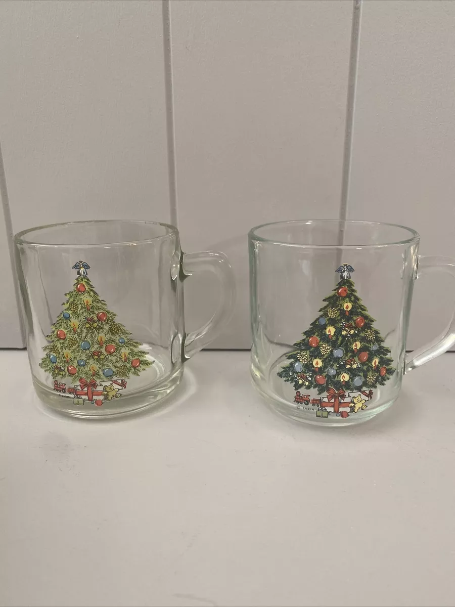Clear glass christmas coffee mugs deals