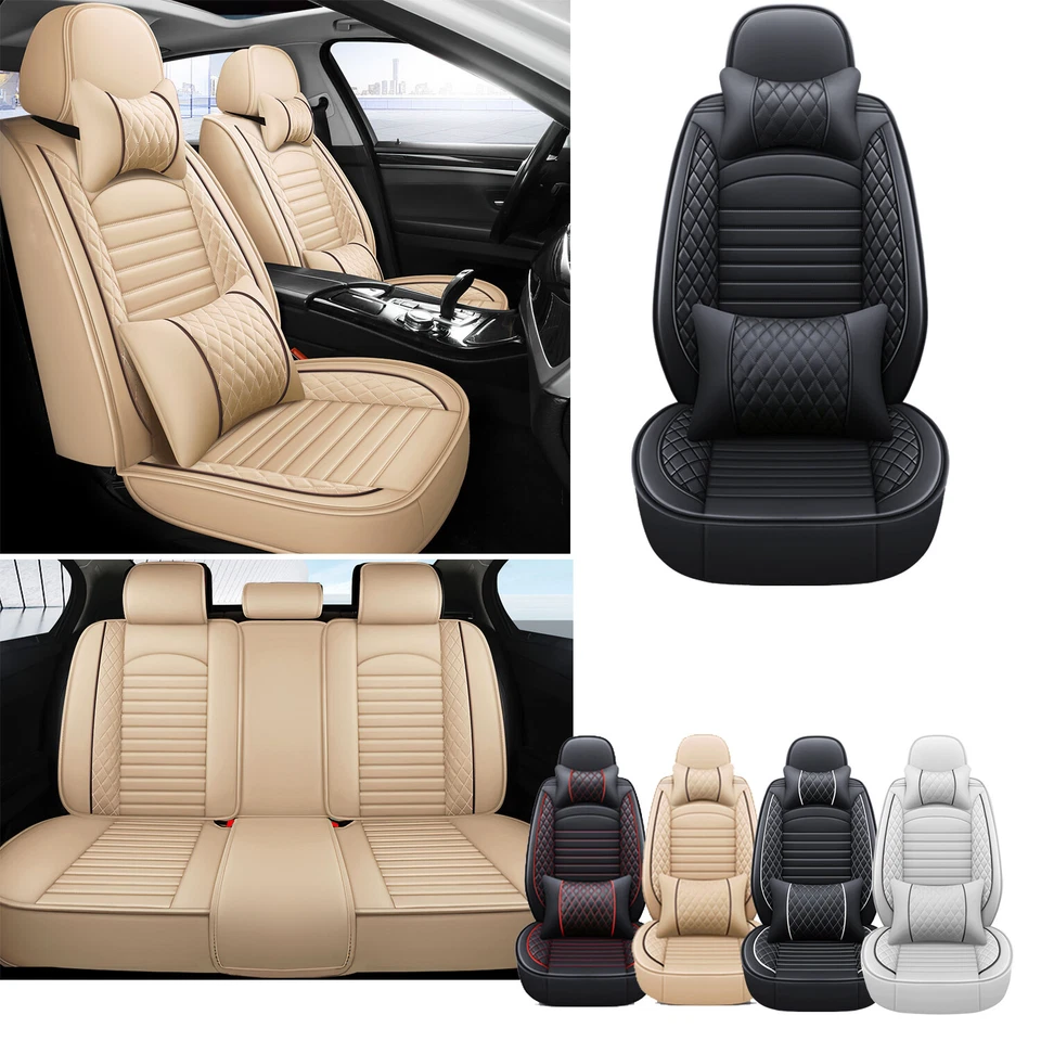 For 2009~2024 Toyota Leather Front Rear Car Seat Covers 5-Sit Protector Full Set Foto 2 de 4