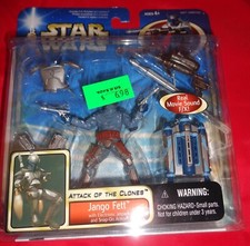 Star Wars Attack of the Clones JANGO FETT Mandalorian Jetpack Vintage Deluxe NEW