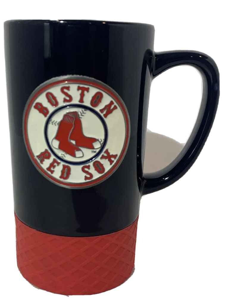 MLB Officially Licensed BOSTON RED SOX Tall Coffee Cup Mug Metal Logo Tag