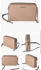 Michael Kors Jet Set Large East West Saffiano Leather Crossbody Bag Camel