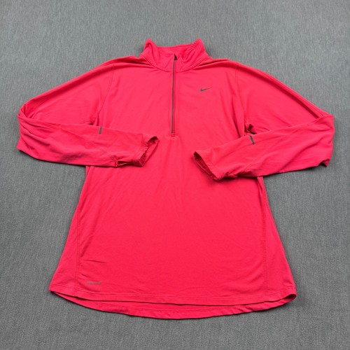 Nike Sweatshirt Womens Large Pink Element 1/2 Zip Pullover Running Top Thumbhole