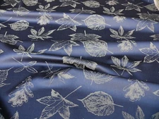 BTY Scalamandre Wool Pressed Leaves Navy Deep Blue Maple Elm Oak MSRP $376/y