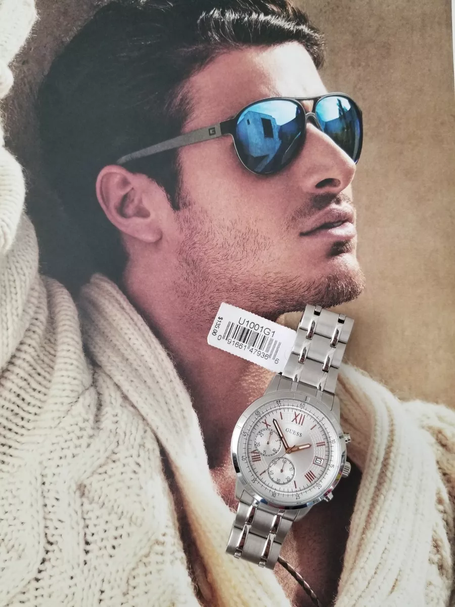 NWT GUESS Water Resistant Silver Tone Sport Watch