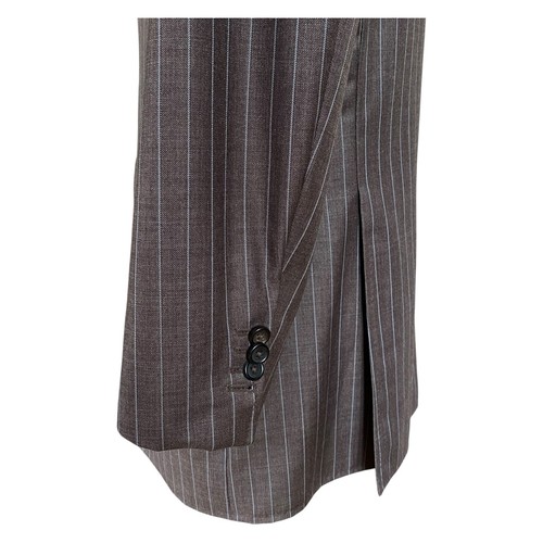 SCALA 2 Piece Suit Brown Pin Stripe Scabal Super 120s MTM Men's 43S W35 L33 - Picture 10 of 22