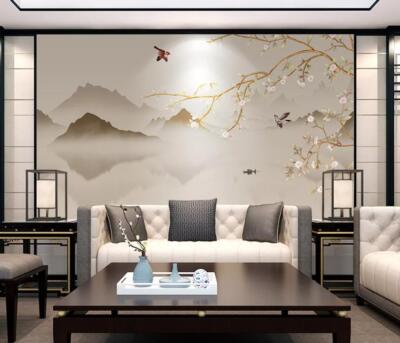 3D Mountain Branches ZHUA1937 Wallpaper Wall Murals Removable Self-adhesive Amy