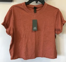 Wild Fable Short Sleeve Cotton Crop Top -Rust/Brown - Junior's Size M  NEW