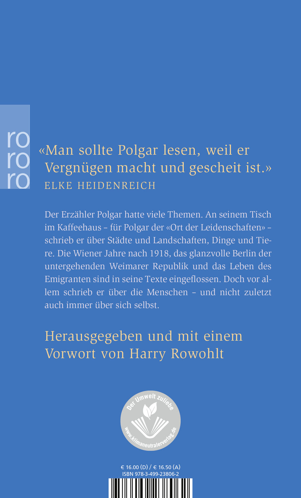 Thumbnail - Alfred Polgar; Harry Rowohlt; Harry Rowohlt / Das Große Lesebuch