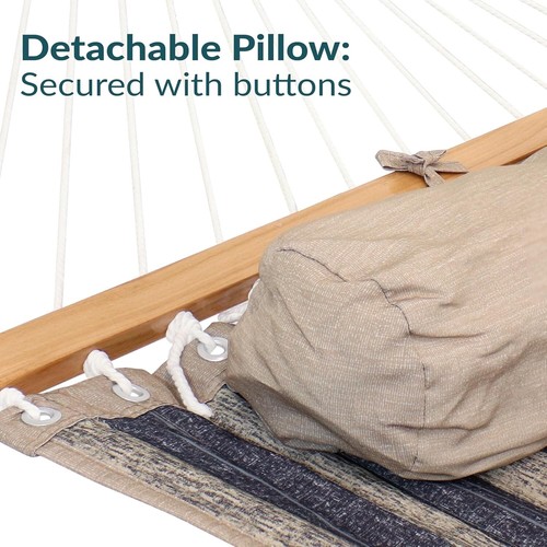 Mountainside Quilted Double Hammock with Spreader Bars - Lightweight & Stylish - Picture 7 of 12