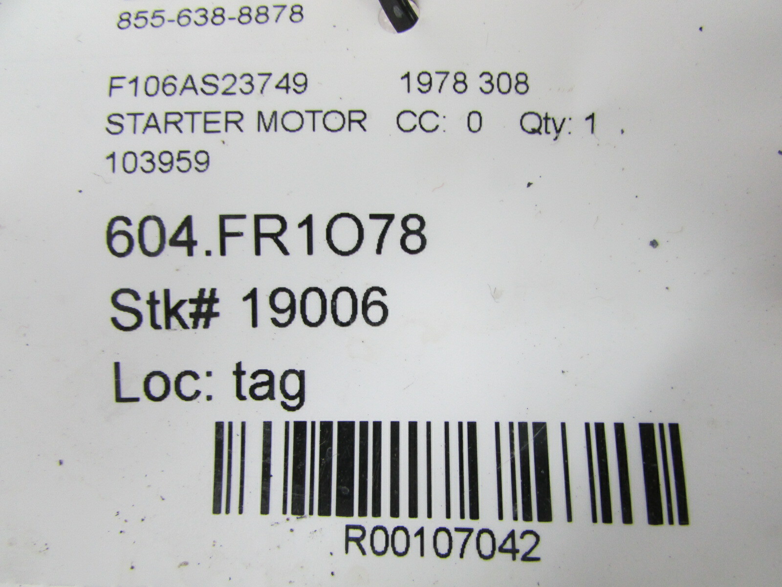 Ferrari 308, Starter Motor, Used, P/N 103959
