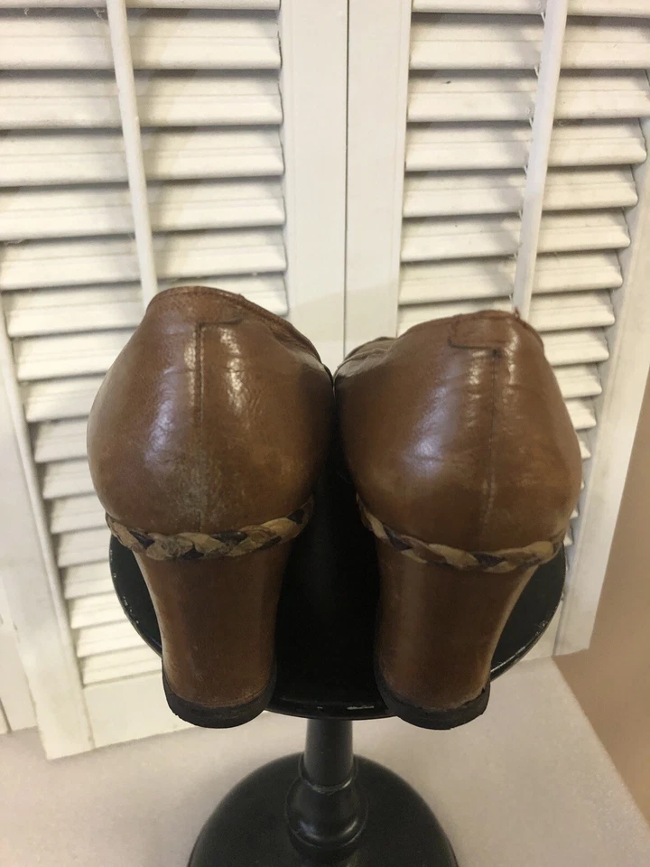 Sapatos anabela femininos Rosina Ferragamo Schiavone 1950 colecionáveis clássicos Espanha - Imagem 4 de 4