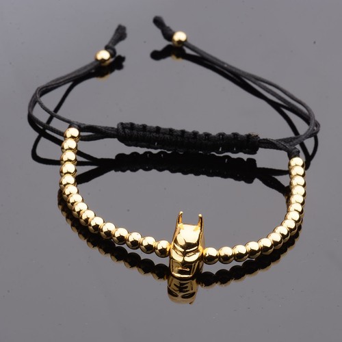 Mens 18k Superhero 4mm Micro Pave Zircon Copper Beads Braiding Macrame Bracelets - Picture 39 of 53