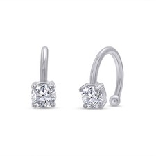 Solitaire Ear Cuff Clip On Cartilage Earrings Sterling Silver Cubic Zirconia