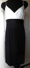 Ann Taylor Women's Black/Cream Acetate, Rayon Spaghetti Strap Formal Dress Sz 6