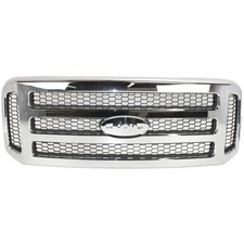 Grille Assembly For 2005-07 Ford F-250 F-350 Super Duty Chrome Shellgray Insert