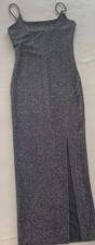 Popular 21 Bodycon Dress Womens Small Gray Spaghetti Strap Scoop Neck Side Slit