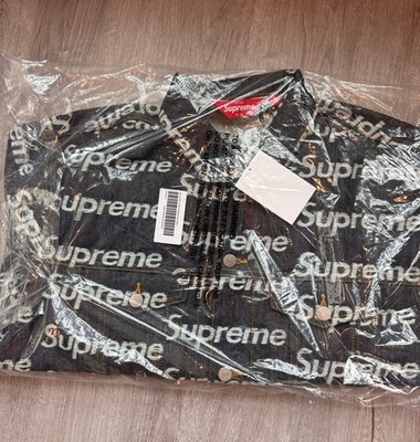 NEW Supreme Jacquard Logos Denim Trucker Jacket Size XL IN Hand | eBay
